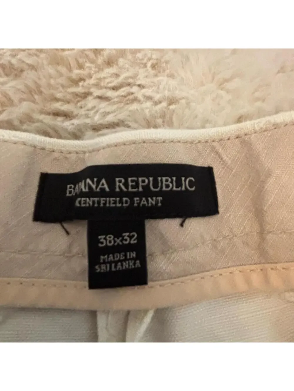Banana Republic Emerson Linen Blend Pants 38x32 Ivory Flat Front